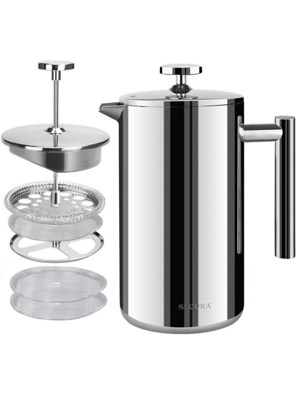 Premium Stainless Steel French Press Coffee Maker - 50oz Insulated with Extra